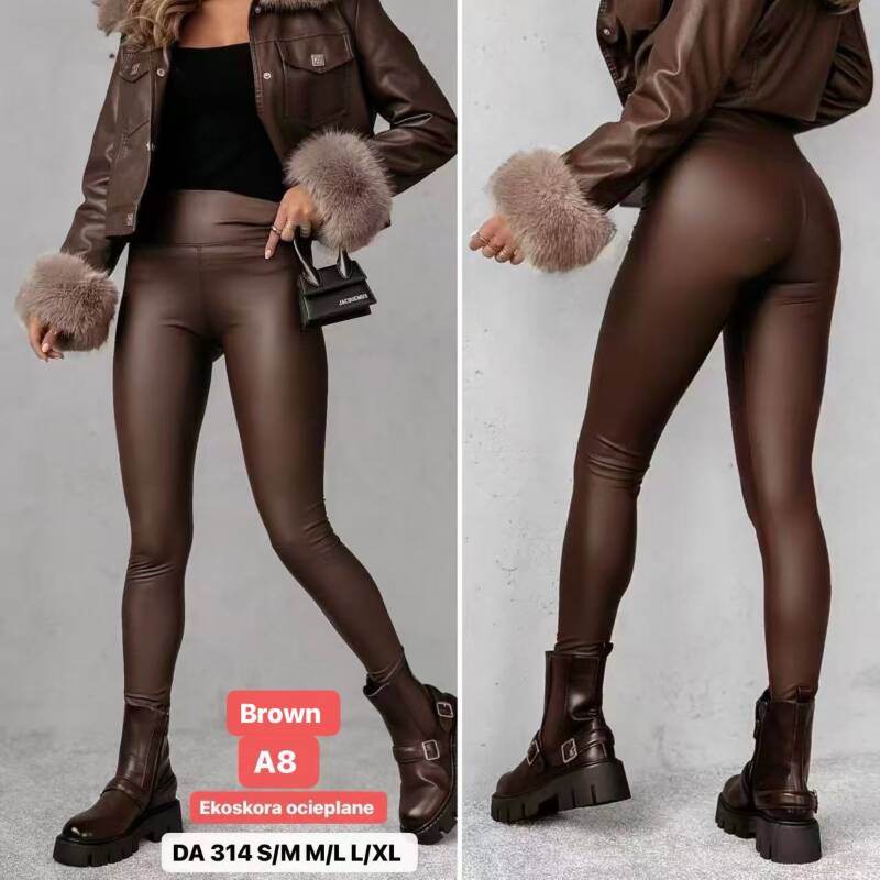 Leginsy skórzane damskie Roz S-XL, 1 Kolor .Paczka 12 szt